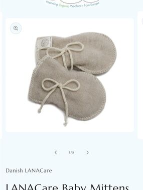 Organic Cotton Cream Baby Mittens with Wrist Ties